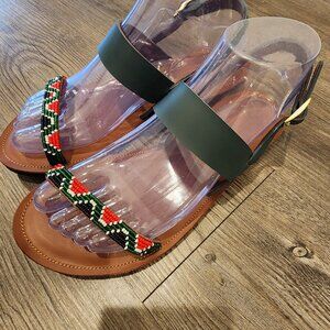 African Beaded Leather Sandals